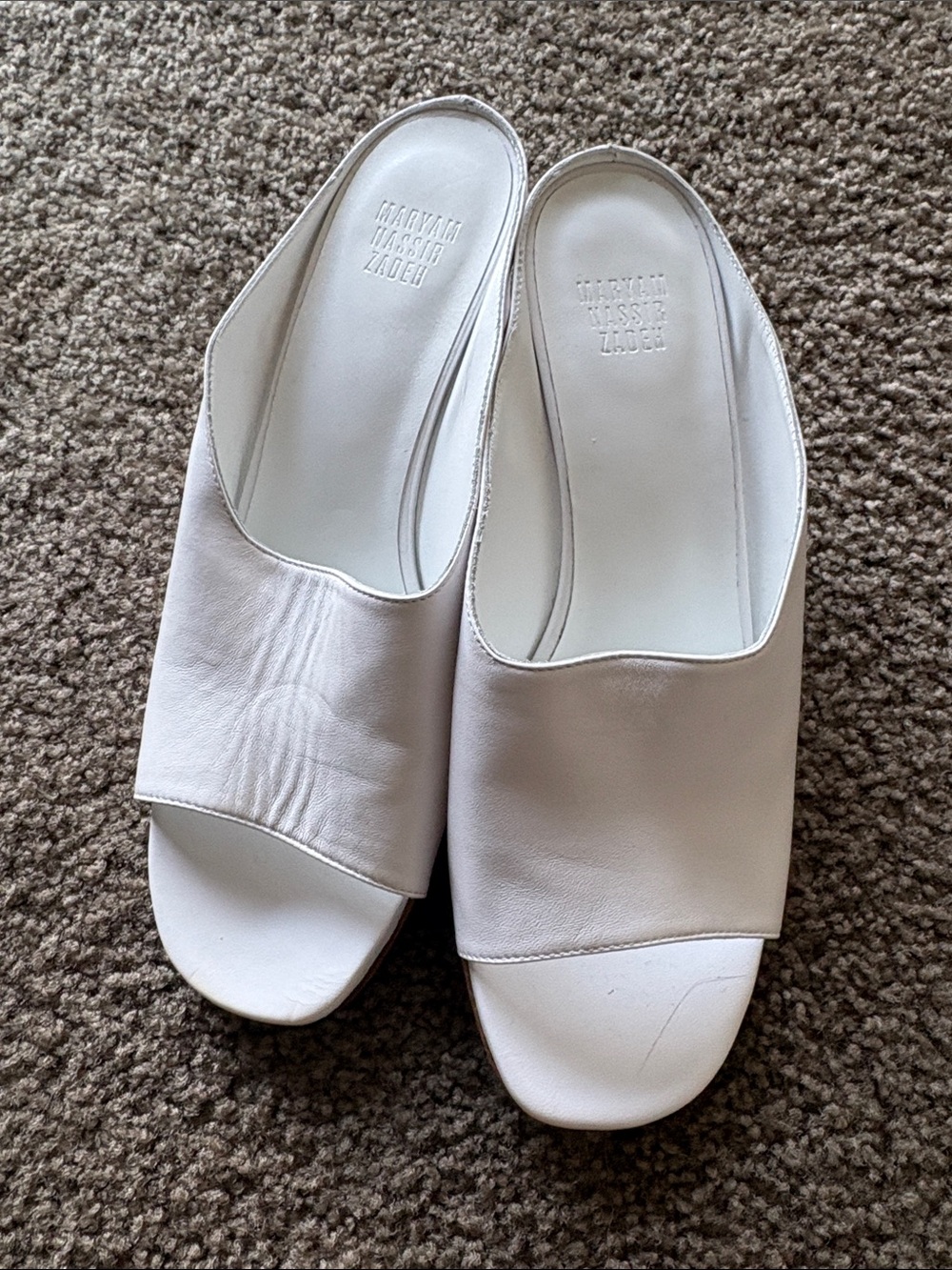Maryam Nassir Zadeh White Leather Slide Mules